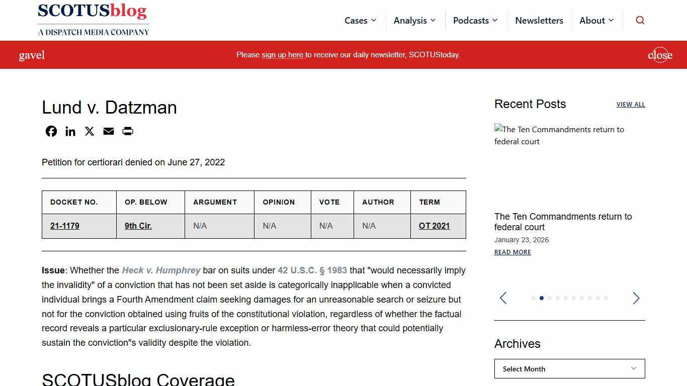 Lund v. Datzman - SCOTUSblog