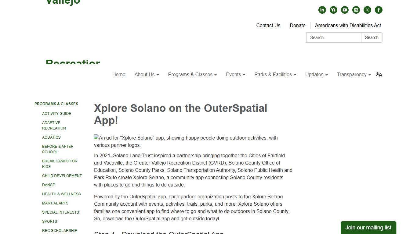 Xplore Solano on the OuterSpatial App! - Greater Vallejo Recreation District
